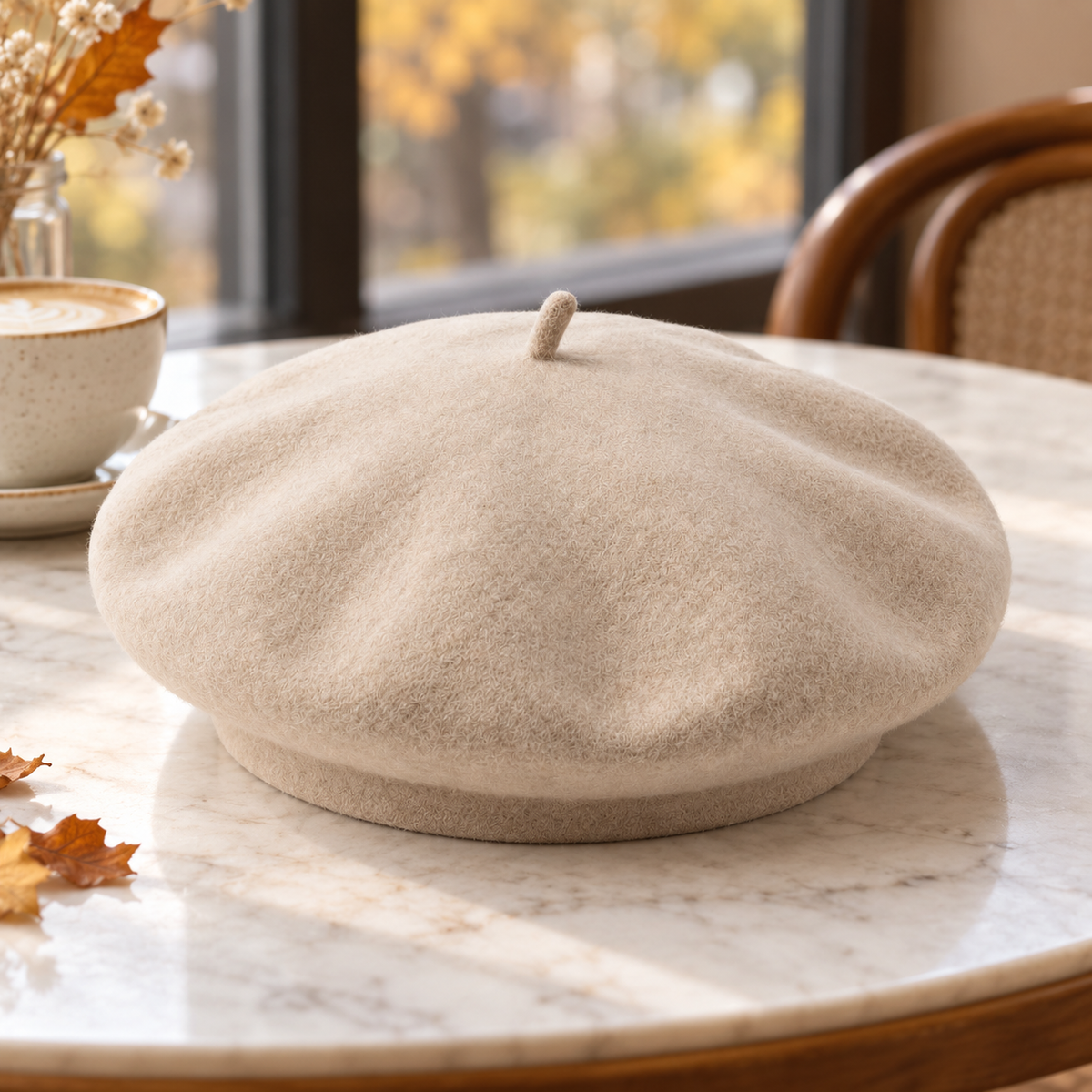 Velunorar Classic Wool Beret – Soft Textured Hat for Fall & Transitional Seasons