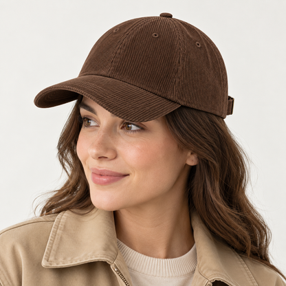 Velunorar Corduroy Baseball Cap – Adjustable Casual Hat for Fall & Transitional Seasons