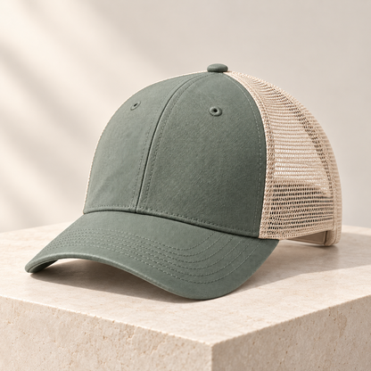 Velunorar Two-Tone Mesh Trucker Cap – Adjustable Casual Hat for Spring & Summer