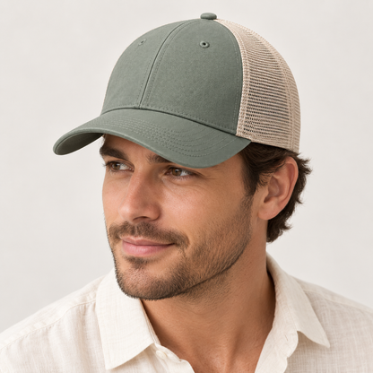 Velunorar Two-Tone Mesh Trucker Cap – Adjustable Casual Hat for Spring & Summer