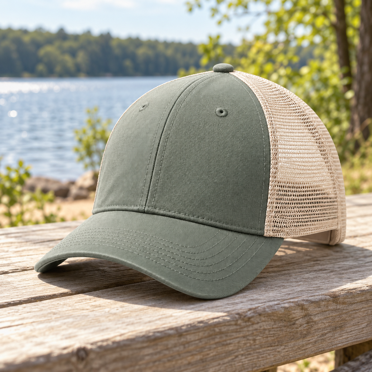 Velunorar Two-Tone Mesh Trucker Cap – Adjustable Casual Hat for Spring & Summer