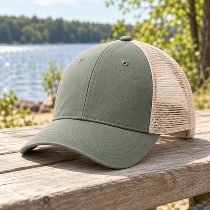 Velunorar Two-Tone Mesh Trucker Cap – Adjustable Casual Hat for Spring & Summer