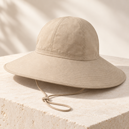 Velunorar Wide Brim Cotton Sun Hat – Adjustable Casual Hat for Spring & Summer