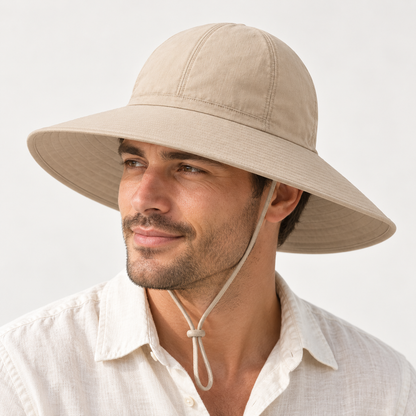 Velunorar Wide Brim Cotton Sun Hat – Adjustable Casual Hat for Spring & Summer