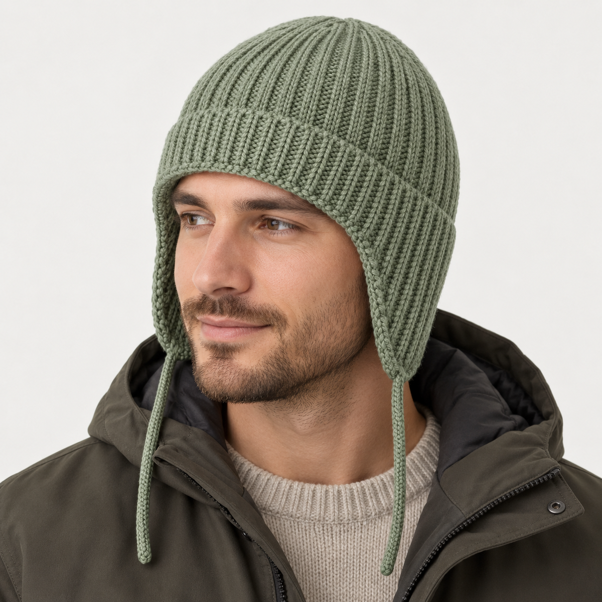 Velunorar Ribbed Knit Trapper Hat – Winter Casual Hat with Ear Flap Design
