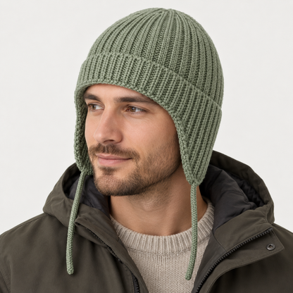 Velunorar Ribbed Knit Trapper Hat – Winter Casual Hat with Ear Flap Design