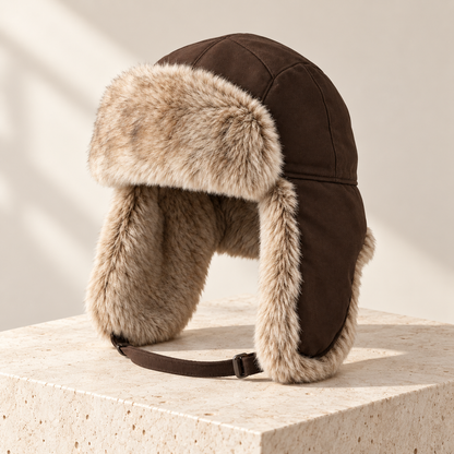 Velunorar Faux Fur Trapper Hat – Winter Ear Flap Hat with Adjustable Strap
