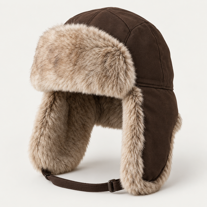 Velunorar Faux Fur Trapper Hat – Winter Ear Flap Hat with Adjustable Strap
