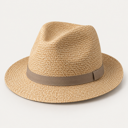 Velunorar Classic Straw Fedora Hat – Casual Summer Hat with Decorative Band