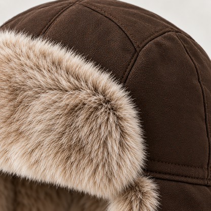 Velunorar Faux Fur Trapper Hat – Winter Ear Flap Hat with Adjustable Strap