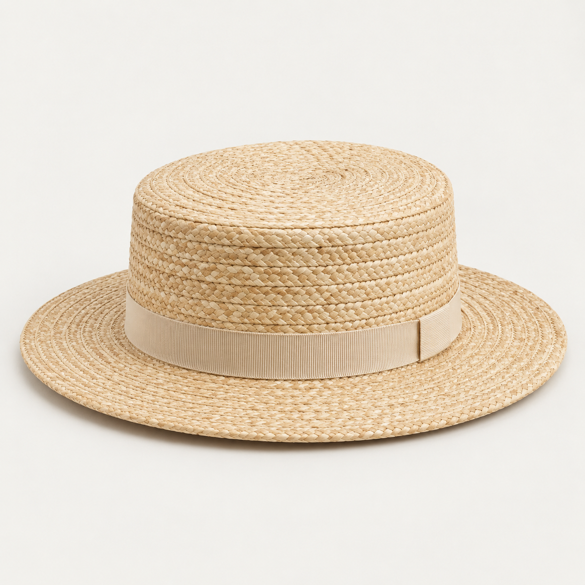 Velunorar Classic Straw Boater Hat – Wide Brim Summer Hat with Decorative Band