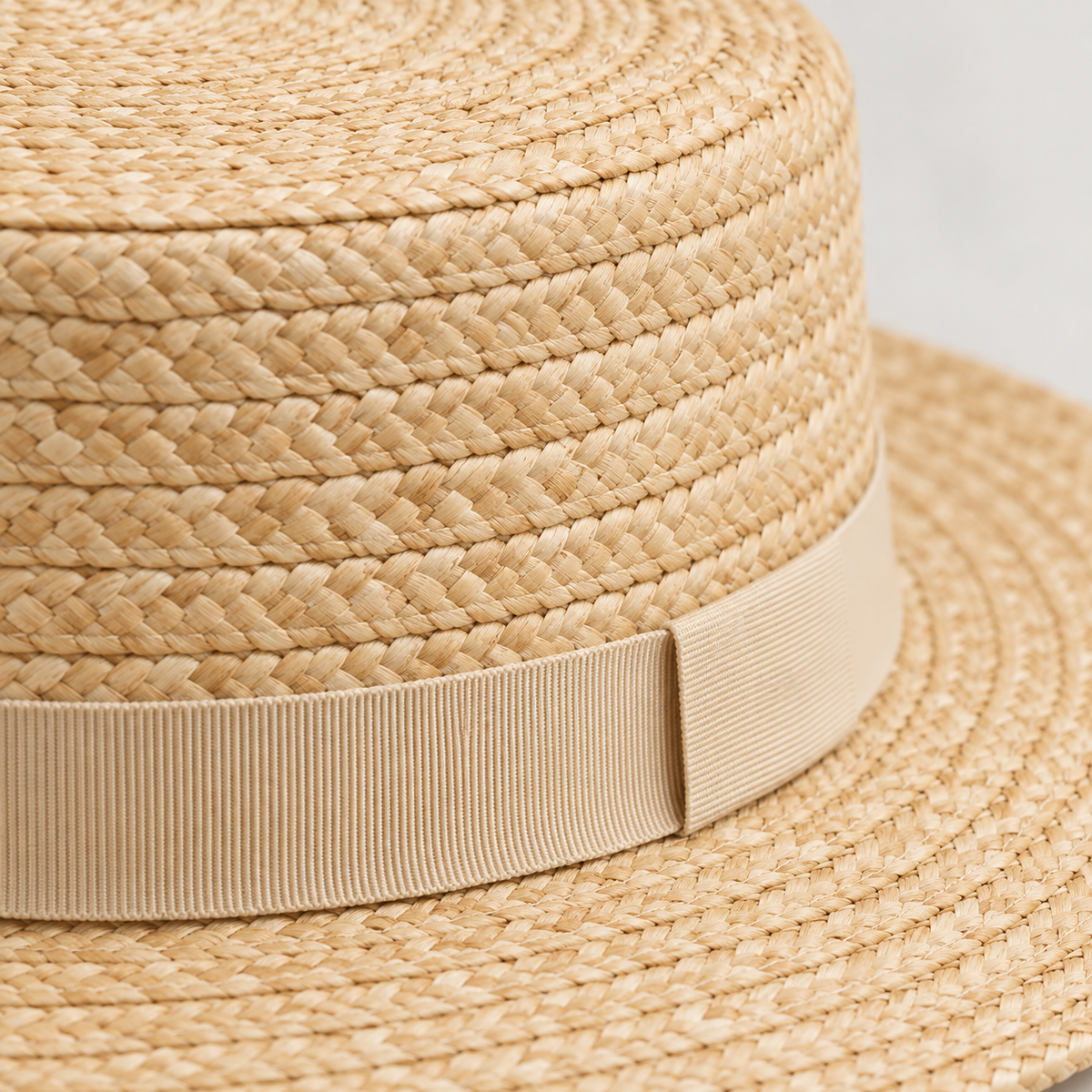 Velunorar Classic Straw Boater Hat – Wide Brim Summer Hat with Decorative Band