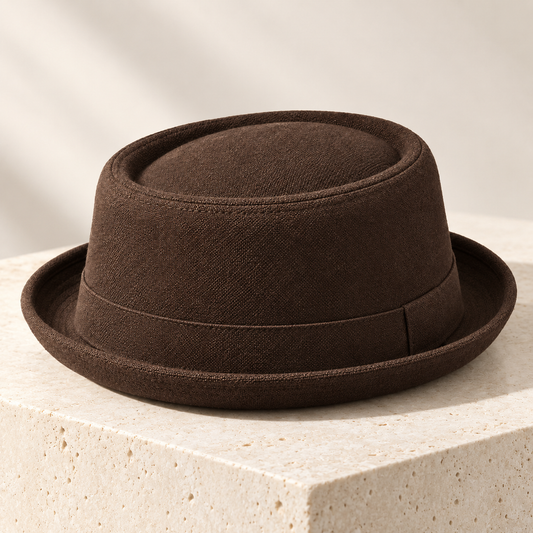 Velunorar Classic Pork Pie Hat – Textured Casual Hat for Fall & Transitional Seasons