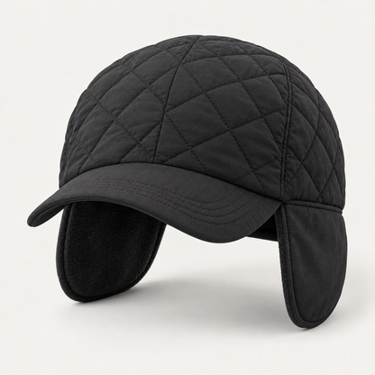 Velunorar Quilted Ear Flap Baseball Cap – Winter Casual Hat with Adjustable Strap